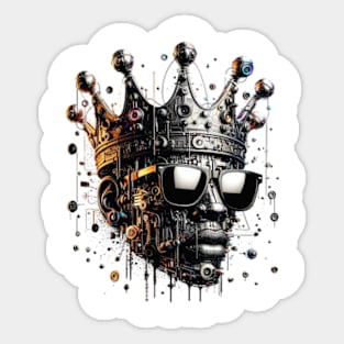 Surreal interpretation of Basquiat's iconic crown motif, with dreamlike lighting effects Sticker